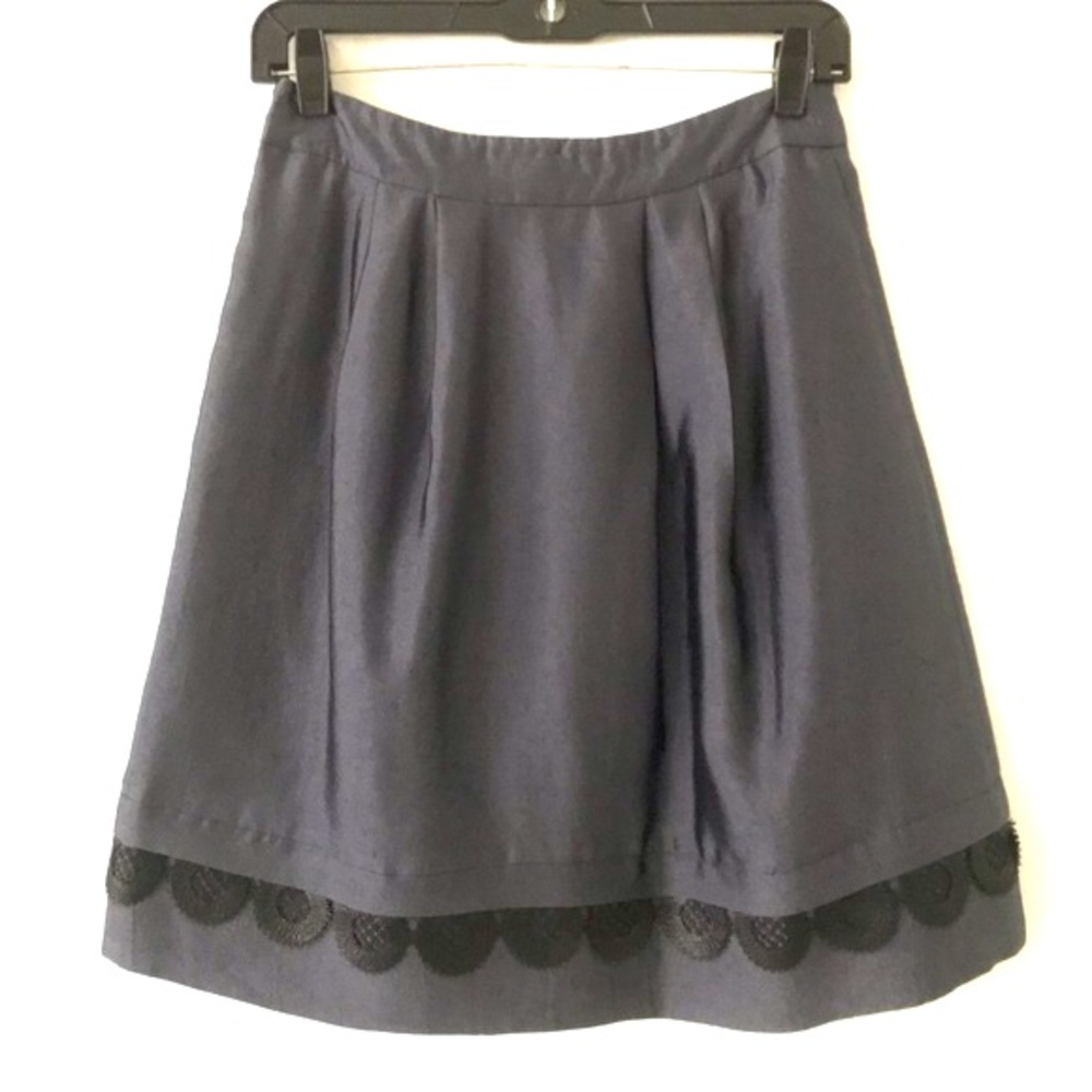 Moschino silk satin lace hem skirt 4